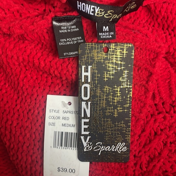 Red V-neck Hoodie - Picture 3 of 3